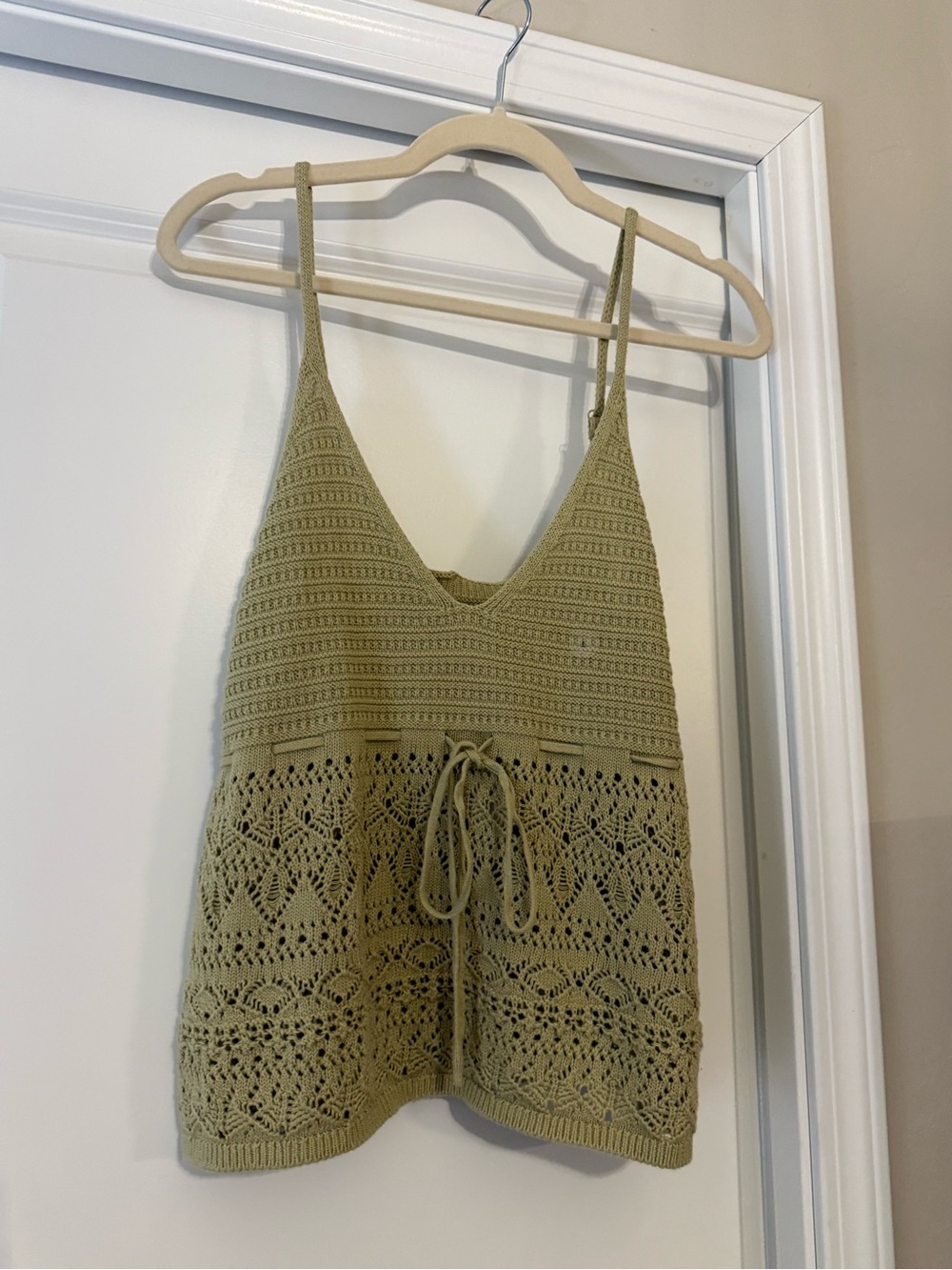 Aeropostale Olive Crochet Tie-Front Cami